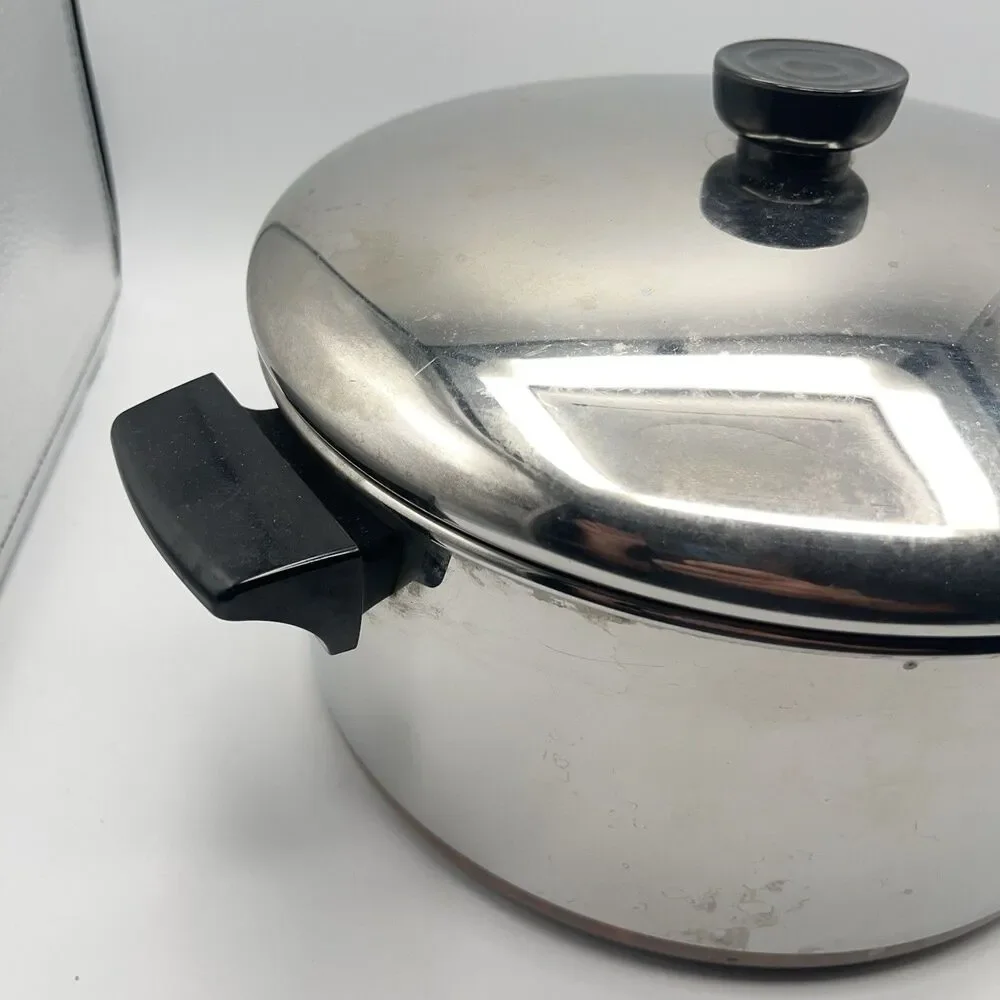 Vtg REVERE WARE 6 Qt 891 STOCK POT w/ LID Stainless w/ Copper Bottom CLINTON ILL